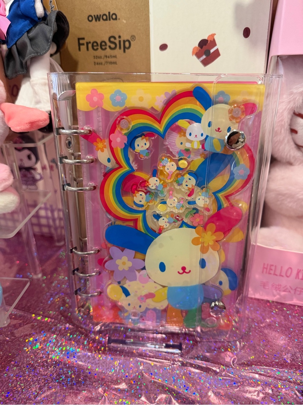 Sanrio Usahana Cute Rainbow Bunny Shaker Notebook binder